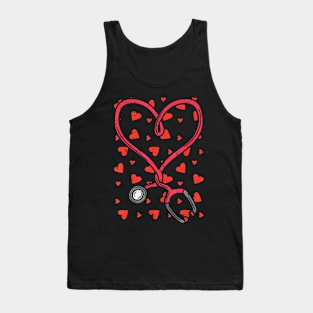 Heart Stethoscope Cute Love Scrub Top Valentines Day Nurse Tank Top